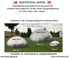 Rustfri  Stål Kuppel  incl. Beslag